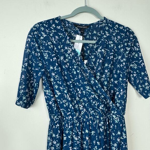 41 Hawthorn Mia Mesh Midi Wrap Dress - Blue NWT Size Small - Picture 2 of 7